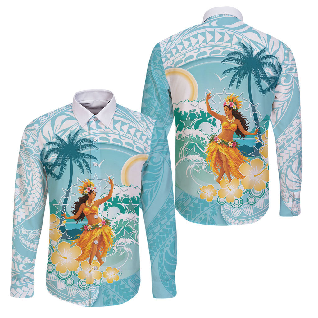 Ura Cook Islands Family Matching Off Shoulder Short Dress and Hawaiian Shirt Kuki 'Airani Traditional Dance Tropical Vibes