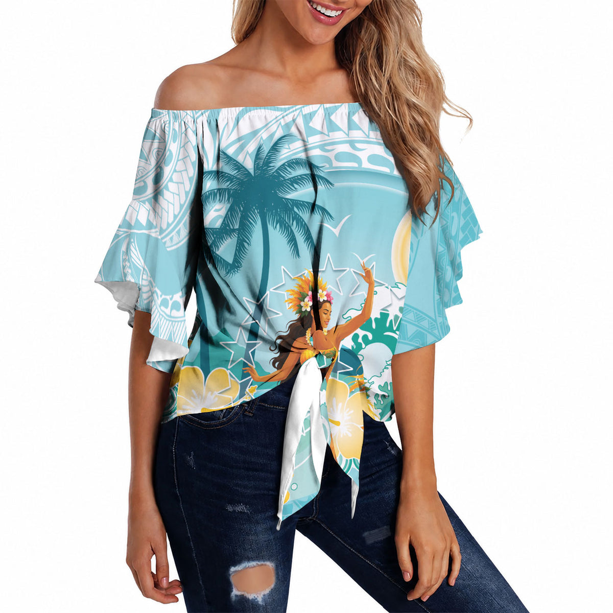 Ura Cook Islands Off Shoulder Wrap Waist Top Kuki 'Airani Traditional Dance Tropical Vibes