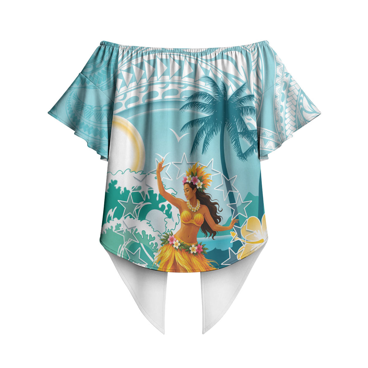 Ura Cook Islands Off Shoulder Wrap Waist Top Kuki 'Airani Traditional Dance Tropical Vibes