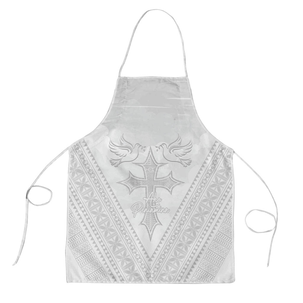Peniamina Gospel Day Niue Apron Cross Dove Hiapo Pattern White