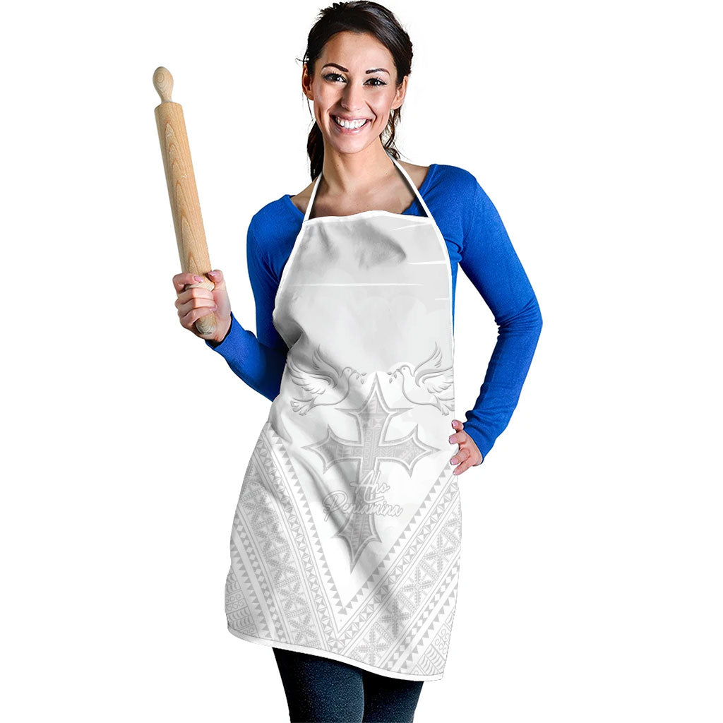 Peniamina Gospel Day Niue Apron Cross Dove Hiapo Pattern White