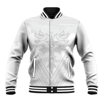 Peniamina Gospel Day Niue Baseball Jacket Cross Dove Hiapo Pattern White