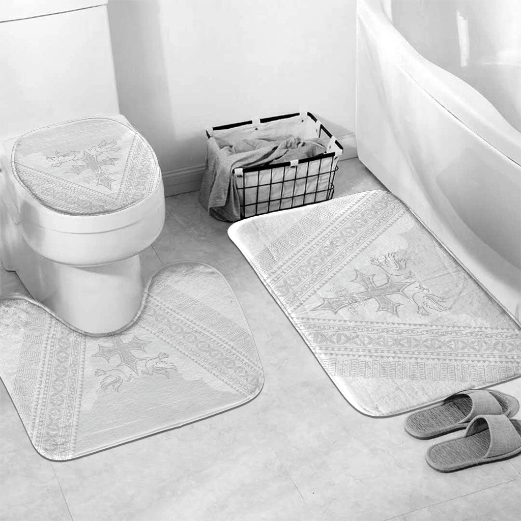 Peniamina Gospel Day Niue Bathroom Set Cross Dove Hiapo Pattern White