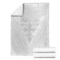 Peniamina Gospel Day Niue Blanket Cross Dove Hiapo Pattern White