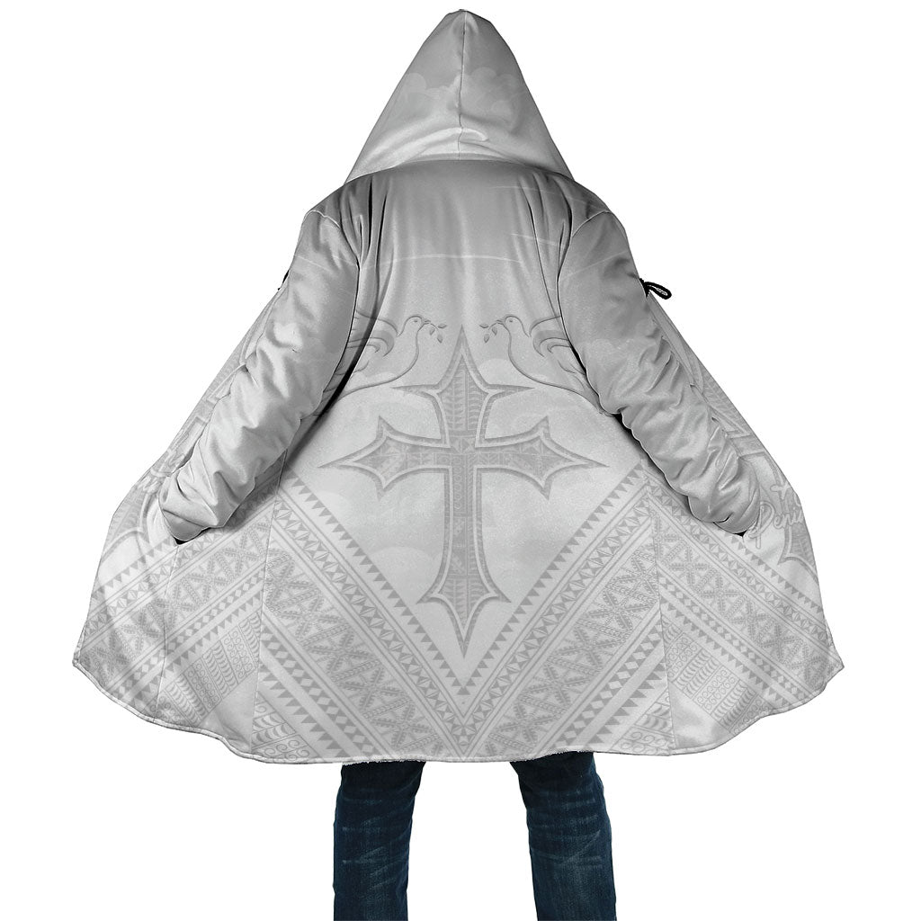 Peniamina Gospel Day Niue Cloak Cross Dove Hiapo Pattern White