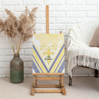 Peniamina Gospel Day Niue Canvas Wall Art Cross Dove Hiapo Pattern Yellow LT14 - Polynesian Pride
