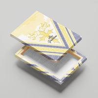 Peniamina Gospel Day Niue Canvas Wall Art Cross Dove Hiapo Pattern Yellow LT14 - Polynesian Pride