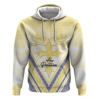 Peniamina Gospel Day Niue Hoodie Cross Dove Hiapo Pattern Yellow LT14 Pullover Hoodie Yellow - Polynesian Pride