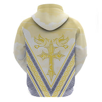 Peniamina Gospel Day Niue Hoodie Cross Dove Hiapo Pattern Yellow LT14 - Polynesian Pride