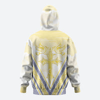 Peniamina Gospel Day Niue Hoodie Cross Dove Hiapo Pattern Yellow LT14 - Polynesian Pride