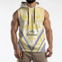 Peniamina Gospel Day Niue Sleeveless Hoodie Cross Dove Hiapo Pattern Yellow LT14 - Polynesian Pride