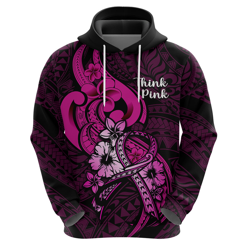 Polynesia Breast Cancer Awareness Hoodie Think Pink Polynesian Ribbon Black Version LT14 - Polynesian Pride