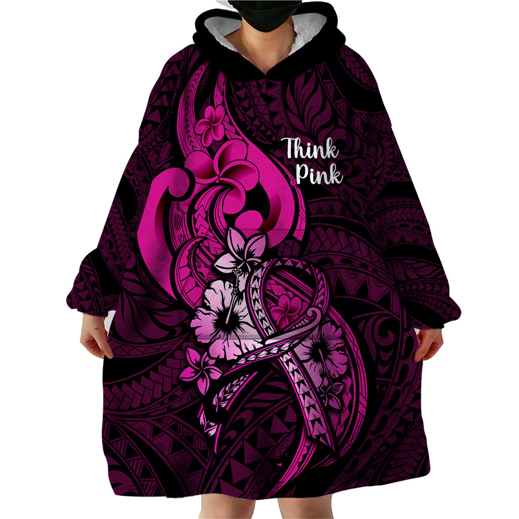 personalised-polynesia-breast-cancer-awareness-wearable-blanket-hoodie-think-pink-polynesian-ribbon-black-version