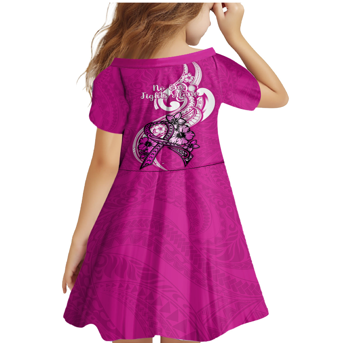 polynesia-breast-cancer-awareness-family-matching-mermaid-dress-and-hawaiian-shirt-think-pink-polynesian-ribbon-white-version