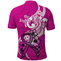 Polynesia Breast Cancer Awareness Polo Shirt Think Pink Polynesian Ribbon White Version LT14 - Polynesian Pride