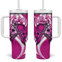 Polynesia Breast Cancer Awareness Tumbler With Handle Think Pink Polynesian Ribbon White Version