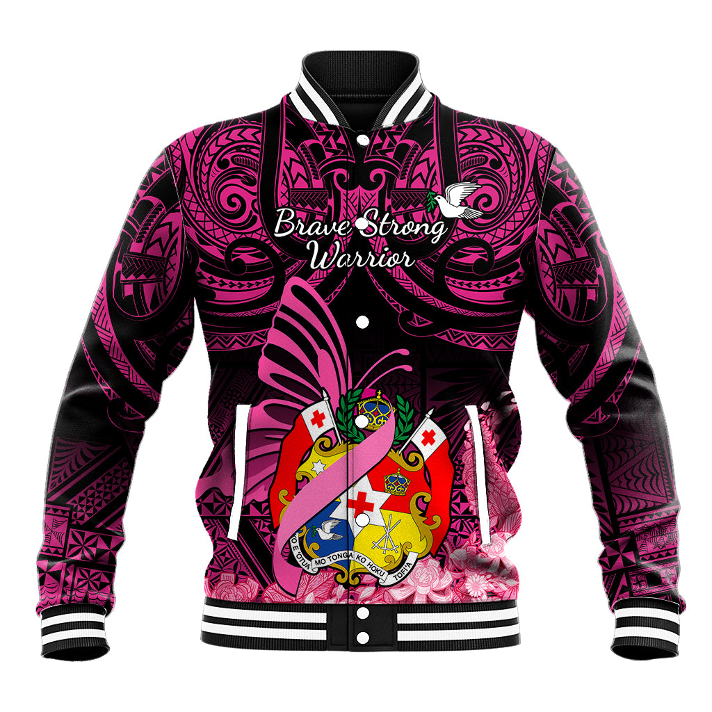 presonalised-tonga-breast-cancer-awareness-baseball-jacket-pink-ribbon-brave-strong-warrior-tongan-ngatu-pattern