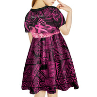 presonalised-tonga-breast-cancer-awareness-kid-short-sleeve-dress-pink-ribbon-brave-strong-warrior-tongan-ngatu-pattern