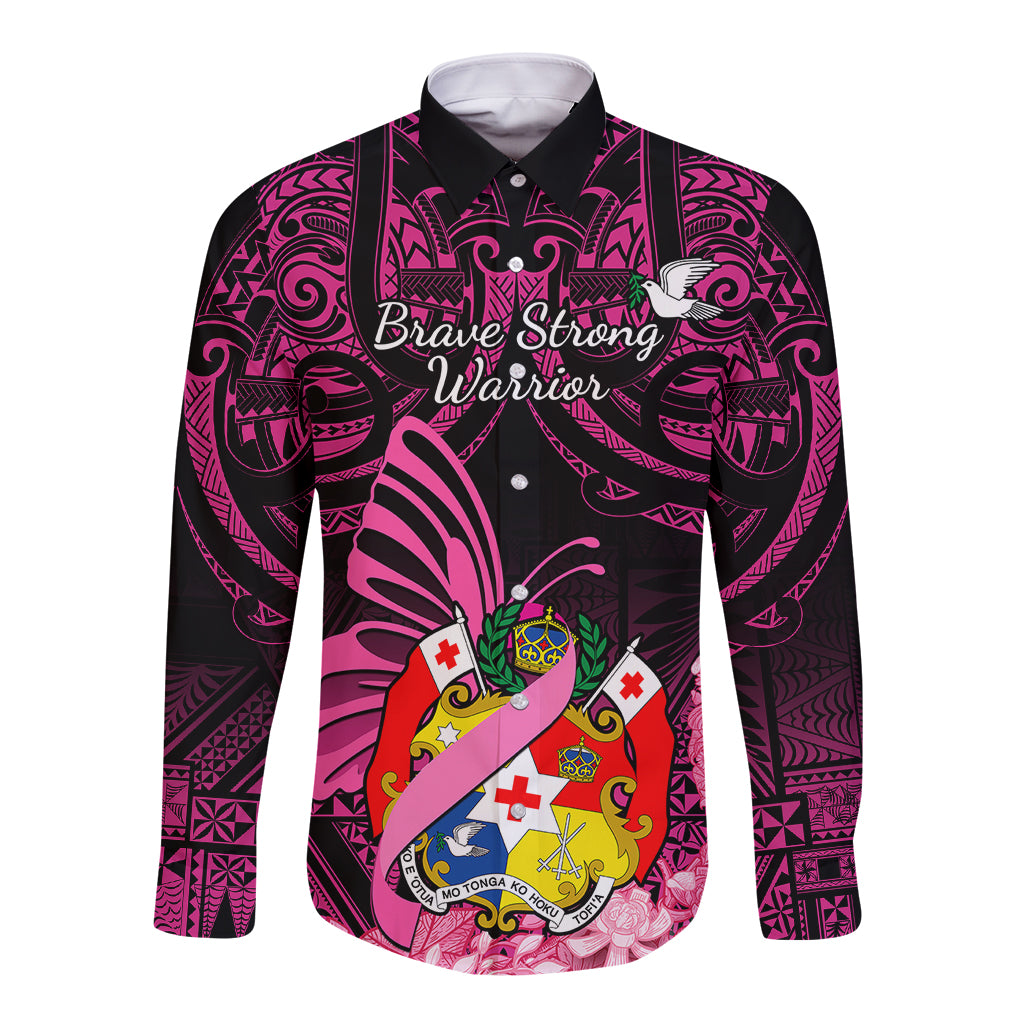presonalised-tonga-breast-cancer-awareness-long-sleeve-button-shirt-pink-ribbon-brave-strong-warrior-tongan-ngatu-pattern