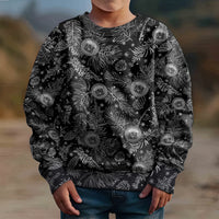 Hawaii Christmas Kid Ugly Christmas Sweater Tropical Style With Coat Of Arms LT14 - Polynesian Pride