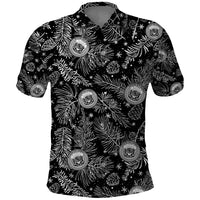 Hawaii Christmas Polo Shirt Tropical Style With Coat Of Arms LT14 Black - Polynesian Pride