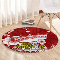 Tonga King Tupou I Day Round Carpet Tongan Ngatu Pattern With Crown LT14 - Polynesian Pride