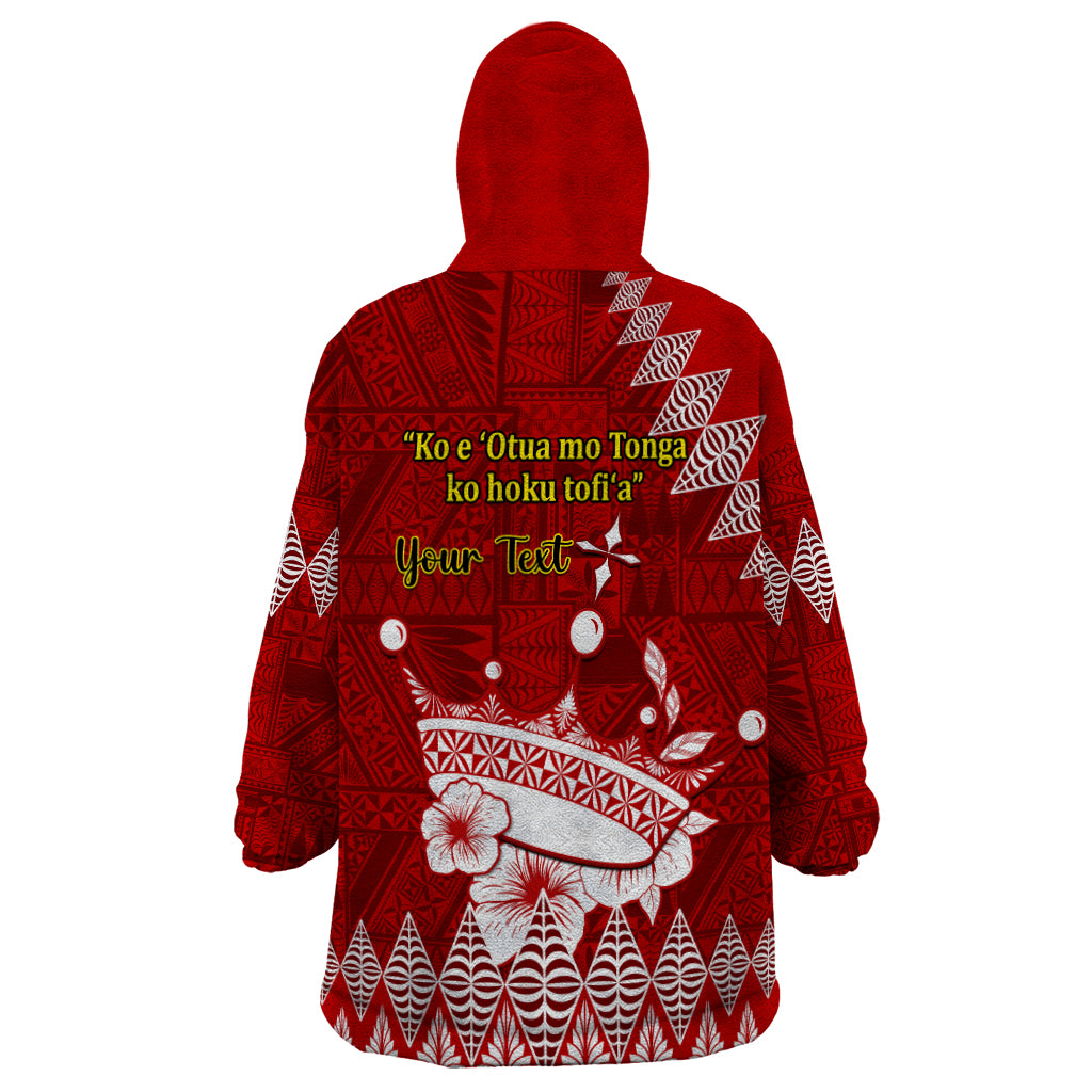 Personalised Tonga King Tupou I Day Wearable Blanket Hoodie Tongan Ngatu Pattern With Crown LT14 - Polynesian Pride
