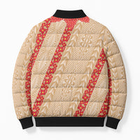 Malo e Lelei Tonga Bomber Puffer Jacket Heilala Lei Tongan Ngatu Pattern LT14 - Polynesian Pride