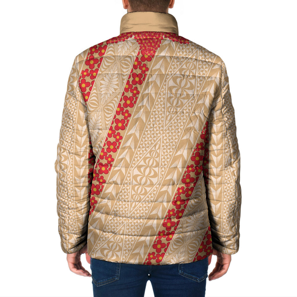Malo e Lelei Tonga Padded Jacket Heilala Lei Tongan Ngatu Pattern LT14 - Polynesian Pride
