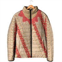 Malo e Lelei Tonga Padded Jacket Heilala Lei Tongan Ngatu Pattern LT14 - Polynesian Pride