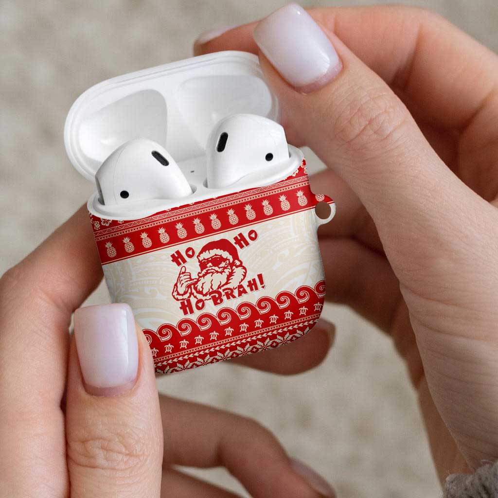 Red Mele Kalikimaka Hawaii AirPods Case Funny Ho Ho Ho Santa Shaka LT14 - Polynesian Pride