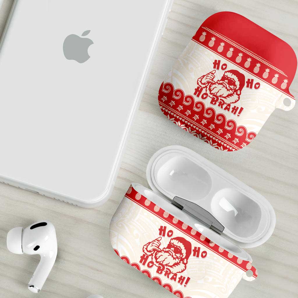 Red Mele Kalikimaka Hawaii AirPods Case Funny Ho Ho Ho Santa Shaka LT14 - Polynesian Pride