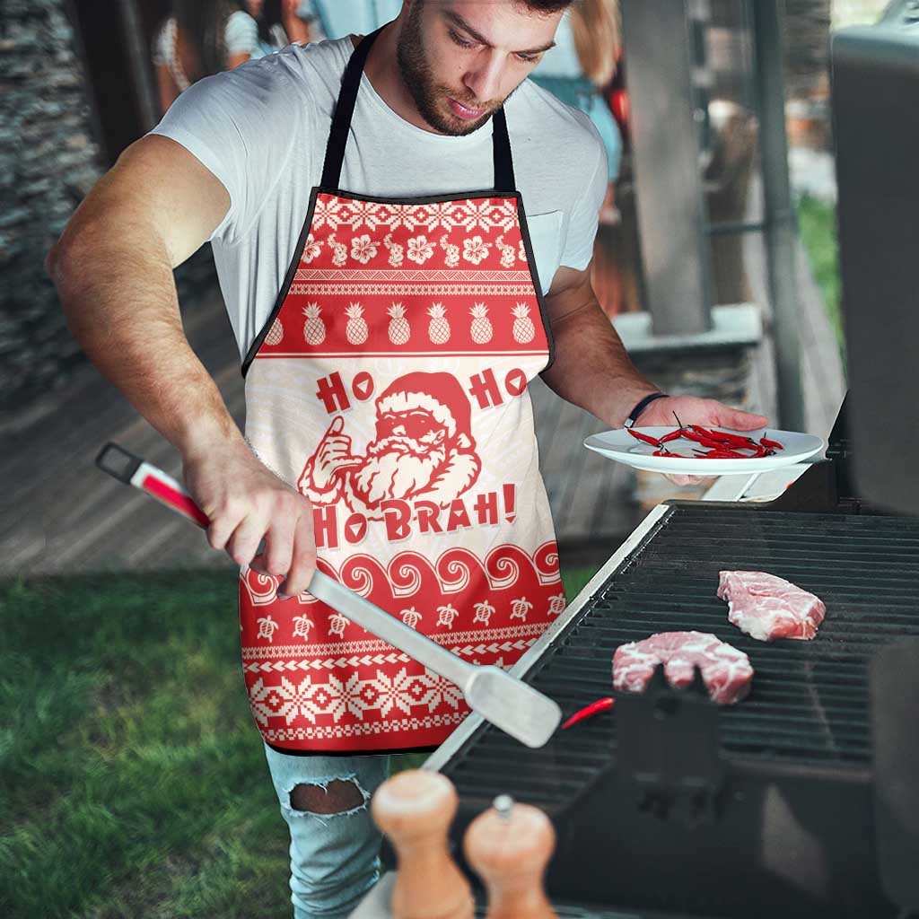 Red Mele Kalikimaka Hawaii Apron Funny Ho Ho Ho Santa Shaka LT14 - Polynesian Pride