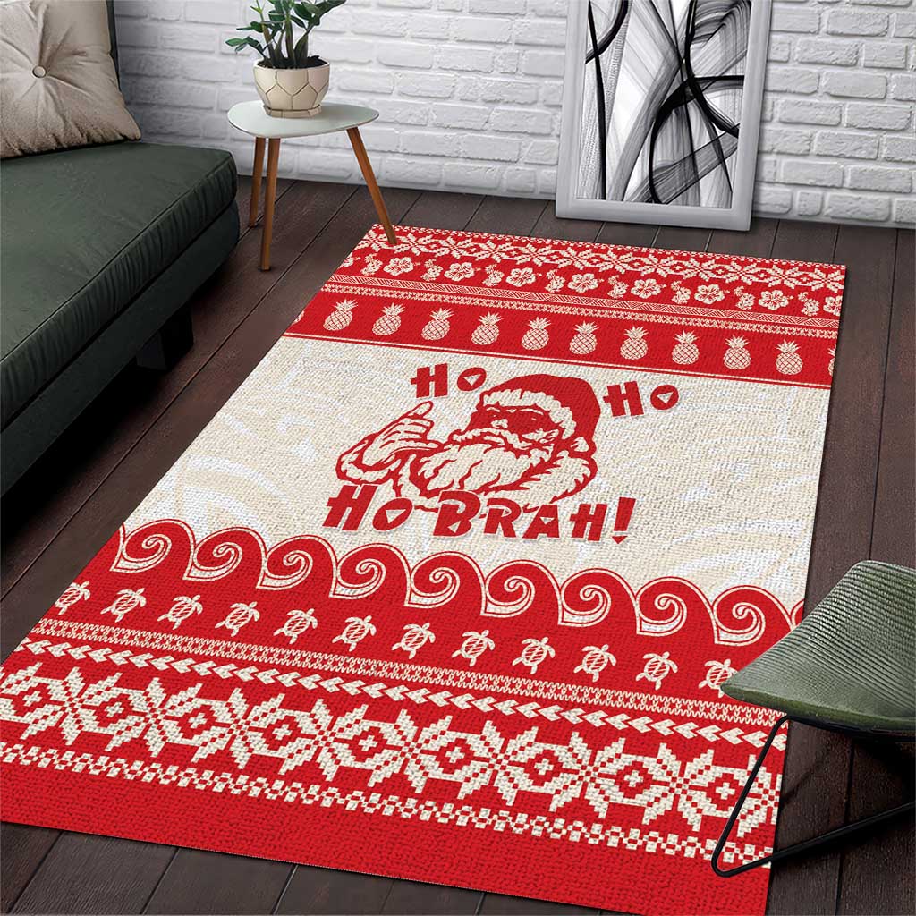 Red Mele Kalikimaka Hawaii Area Rug Funny Ho Ho Ho Santa Shaka - Polynesian Pride