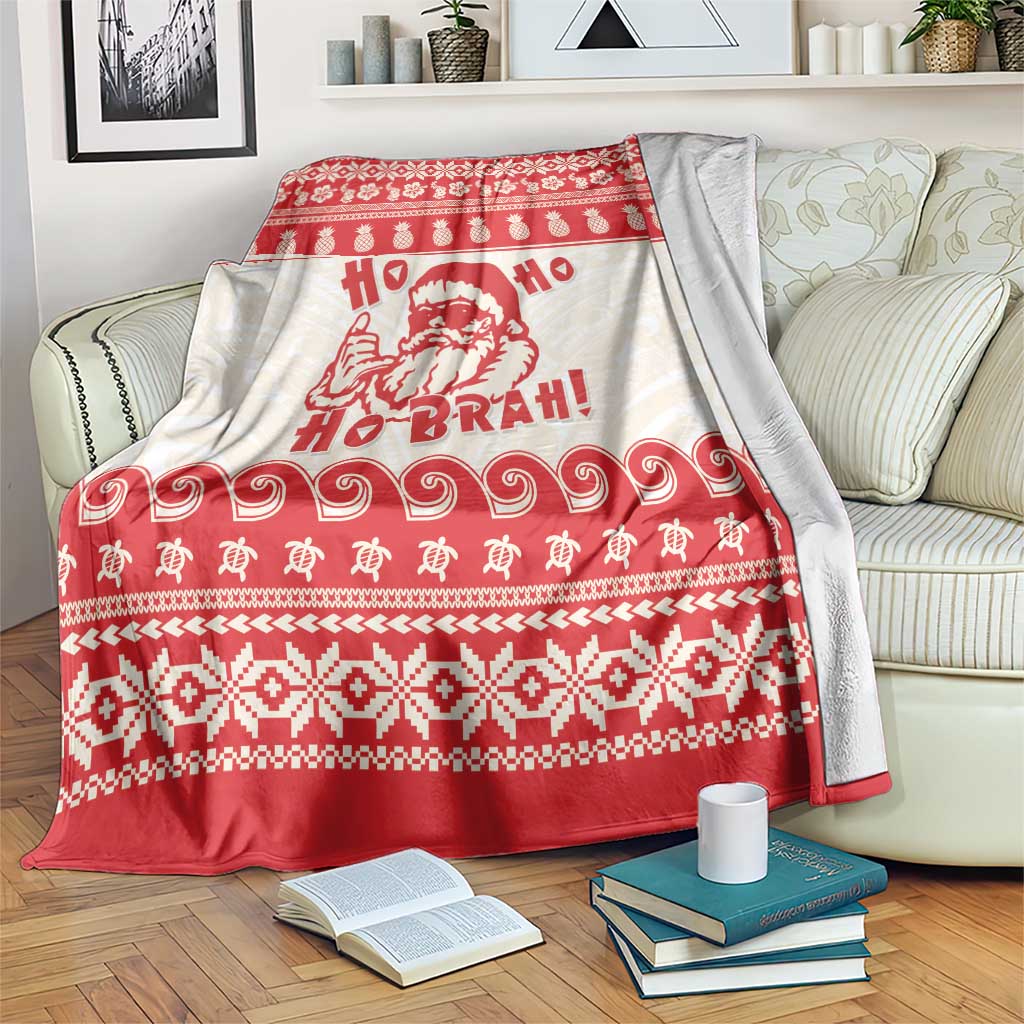 Red Mele Kalikimaka Hawaii Blanket Funny Ho Ho Ho Santa Shaka - Polynesian Pride