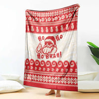 Red Mele Kalikimaka Hawaii Blanket Funny Ho Ho Ho Santa Shaka - Polynesian Pride