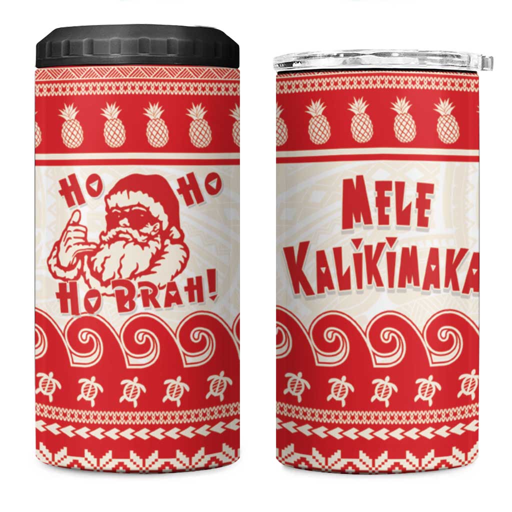 Red Mele Kalikimaka Hawaii 4 in 1 Can Cooler Tumbler Funny Ho Ho Ho Santa Shaka LT14 One Size: 16 oz Red - Polynesian Pride