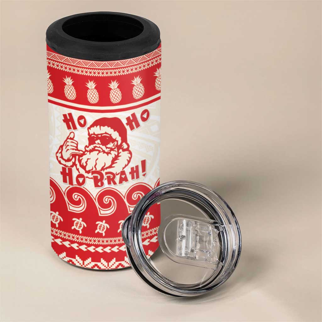 Red Mele Kalikimaka Hawaii 4 in 1 Can Cooler Tumbler Funny Ho Ho Ho Santa Shaka LT14 - Polynesian Pride