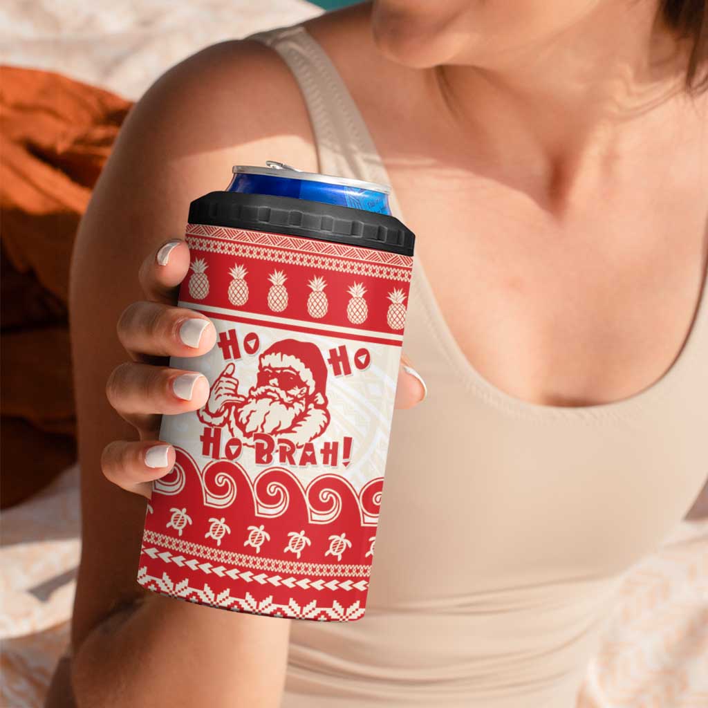 Red Mele Kalikimaka Hawaii 4 in 1 Can Cooler Tumbler Funny Ho Ho Ho Santa Shaka LT14 - Polynesian Pride