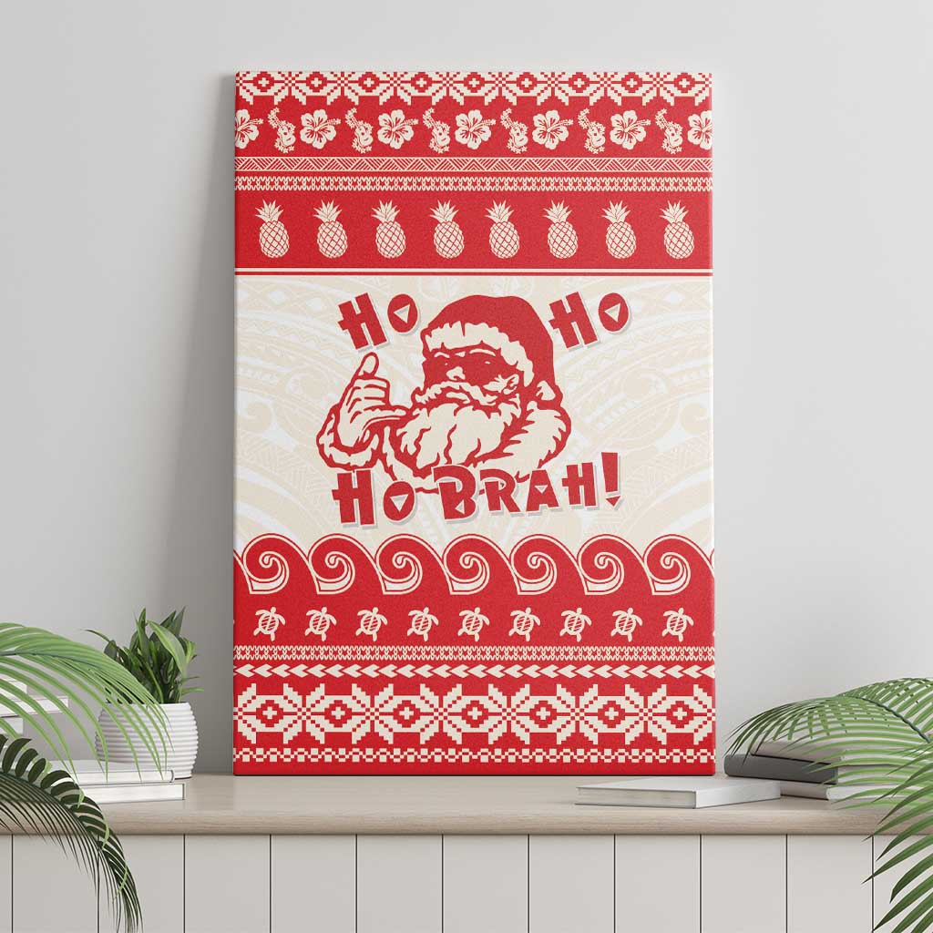 Red Mele Kalikimaka Hawaii Canvas Wall Art Funny Ho Ho Ho Santa Shaka - Polynesian Pride