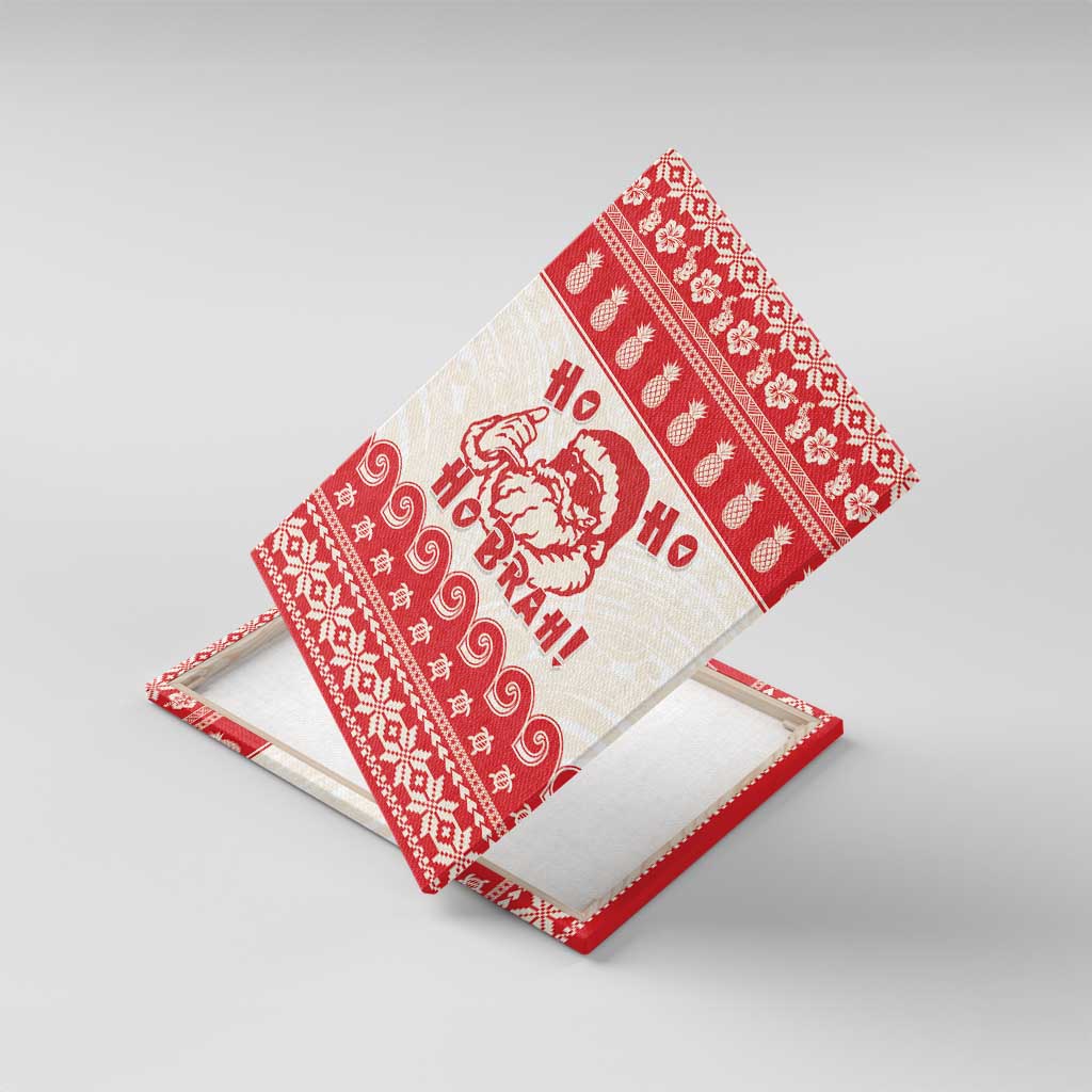 Red Mele Kalikimaka Hawaii Canvas Wall Art Funny Ho Ho Ho Santa Shaka - Polynesian Pride