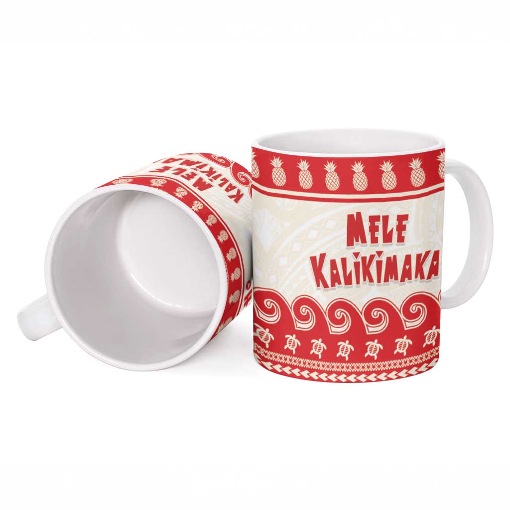 Red Mele Kalikimaka Hawaii Ceramic Mug Funny Ho Ho Ho Santa Shaka LT14 - Polynesian Pride