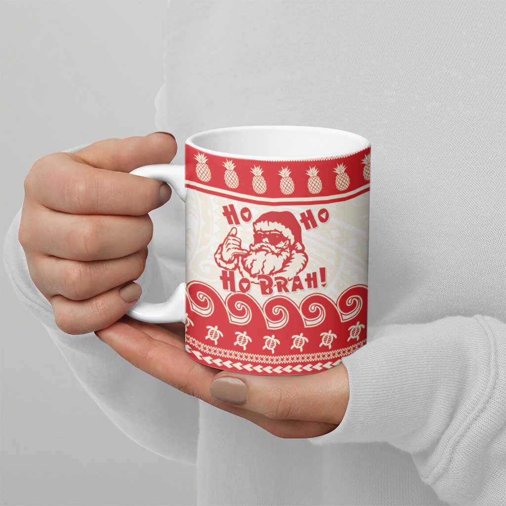 Red Mele Kalikimaka Hawaii Ceramic Mug Funny Ho Ho Ho Santa Shaka LT14 - Polynesian Pride