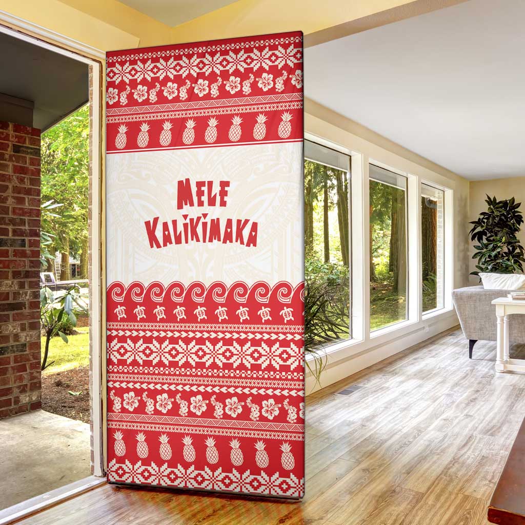 Red Mele Kalikimaka Hawaii Door Cover Funny Ho Ho Ho Santa Shaka LT14 - Polynesian Pride
