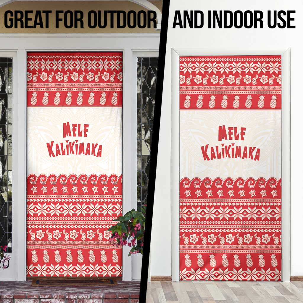 Red Mele Kalikimaka Hawaii Door Cover Funny Ho Ho Ho Santa Shaka LT14 - Polynesian Pride