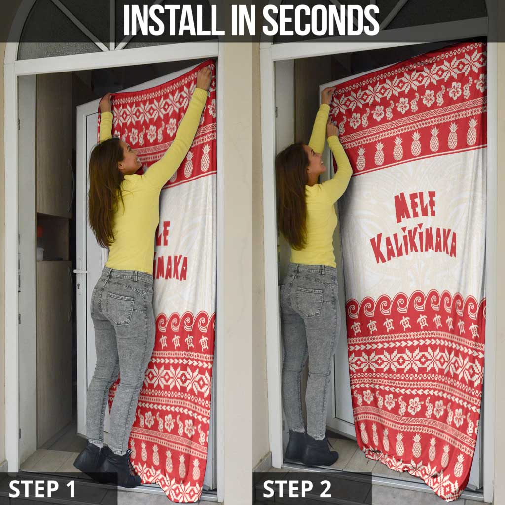 Red Mele Kalikimaka Hawaii Door Cover Funny Ho Ho Ho Santa Shaka LT14 - Polynesian Pride