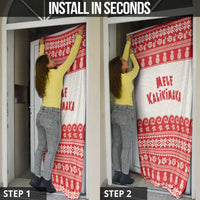 Red Mele Kalikimaka Hawaii Door Cover Funny Ho Ho Ho Santa Shaka LT14 - Polynesian Pride