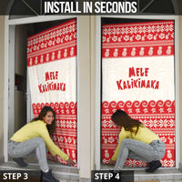 Red Mele Kalikimaka Hawaii Door Cover Funny Ho Ho Ho Santa Shaka LT14 - Polynesian Pride
