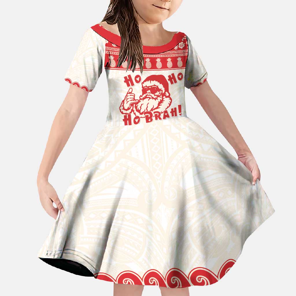 Red Mele Kalikimaka Hawaii Family Matching Mermaid Dress and Hawaiian Shirt Funny Ho Ho Ho Santa Shaka - Polynesian Pride