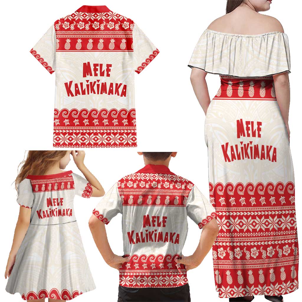 Red Mele Kalikimaka Hawaii Family Matching Off Shoulder Maxi Dress and Hawaiian Shirt Funny Ho Ho Ho Santa Shaka - Polynesian Pride